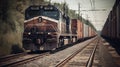 Brown Freight Cargo Train at railroad during daytime Royalty Free Stock Photo