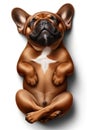 A brown French bulldog is depicted from a top view Royalty Free Stock Photo