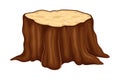 Brown Fresh Cut Stump or Stub as Forest Element Vector Illustration