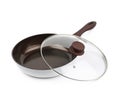 Brown frying pan isolated Royalty Free Stock Photo