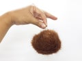 Brown fur ball woman cosmetics jewelry hair in white isolated background Royalty Free Stock Photo