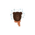 Brown Furry Bear Head Showing Facial Expression of Bewilderment Vector Illustration
