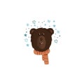 Brown Furry Bear Head Showing Facial Expression of Puzzlement Vector Illustration