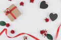 Brown gift box and tiny heart blackboard