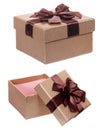 Brown gift cardboard present box isolated