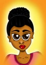 Brown girl cartoon illustration digital art Royalty Free Stock Photo