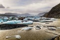 Brown Glacial waters ripple under the wind in Iceland