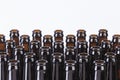 Brown glass beer bottles still life on white background Royalty Free Stock Photo