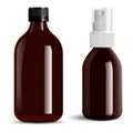 Brown glass bottle Amber essential oil vial mockup