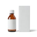 A brown glass bottle and white box on a plain background Royalty Free Stock Photo