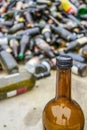 Brown glass bottles recycling yard Royalty Free Stock Photo