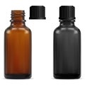 Brown glass medical bottle. Syrup vial. Pharmacy