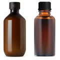 Brown glass pharmacy bottle. Medical syrup vial
