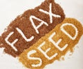 Brown and goden flax seeds.