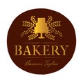 Brown Gold Bakery and Cakes Nice Round Badge Logo Design