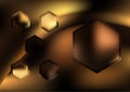 Brown Gold and Black Hexagon Shape Background