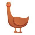 Brown goose icon, cartoon style