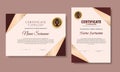 brown gradient certificate portrait and landscape template set of 2, simple modern with texture design diploma or gift certificate Royalty Free Stock Photo