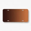 Brown gradient metal license plate with four holes Royalty Free Stock Photo