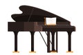 Brown grand piano flat vector illustration