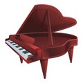 Brown grand piano icon, cartoon style