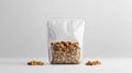 Brown Granola in Clear Resealable Bag on White Background Royalty Free Stock Photo