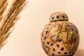 Brown grass and chinese traditional vase