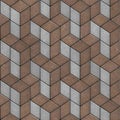 Brown and Gray Pavement in a Pattern of Rhombuses