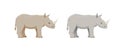 Brown and Gray Rhino in cartoon style. Royalty Free Stock Photo