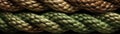 Brown Green Close Up Very Detailed Pattern Of Ropes Panoramic Banner. Generative AI