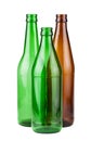 Brown and green empty bottles