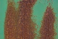 Brown green metal texture from rusty iron wall Royalty Free Stock Photo