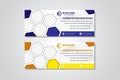 Vector abstract blue and yellow horizontal banners with geometric hexagonal background. Royalty Free Stock Photo