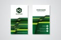 Modern business card template with green element design and vertical layout Royalty Free Stock Photo