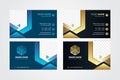 Business card with blue, gold, and black gradient colors. hexagon shape Royalty Free Stock Photo