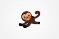 Monkey doll logo design template with smile face