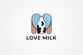 Love milk logo design template.