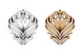 Set of Javanese Vintage Floral Ornament use black and brown colors Royalty Free Stock Photo