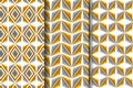 3D tiles gray rhombuses and matte gold triangles with gold decor sphere elements