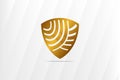 Vector illustration of shield golden logo design template.