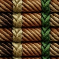 Brown Green Pattern Of Ropes Close Up Very Detailed Tile Seamless Background. Generative AI Royalty Free Stock Photo