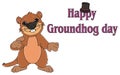 Brown Groundhog and inscriptions holiday