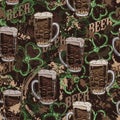 Brown grunge camouflage pattern with beer