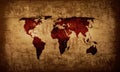 Brown grunge world map background Royalty Free Stock Photo