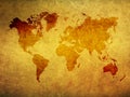 Brown grunge world map Royalty Free Stock Photo