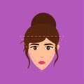 Brown Hair Bun Beautiful Girl With Triangle Face Icon Over Magenta