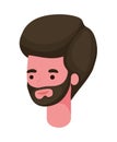 Brown hair man cartoon with beard head vector design