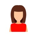 Brown-haired girl with a fashionable haircut. Vector flat illustration.