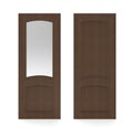 Brown half-glass door and solid door isolated on background. 3D illustration.