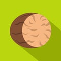 Brown half of nutmeg icon, flat style